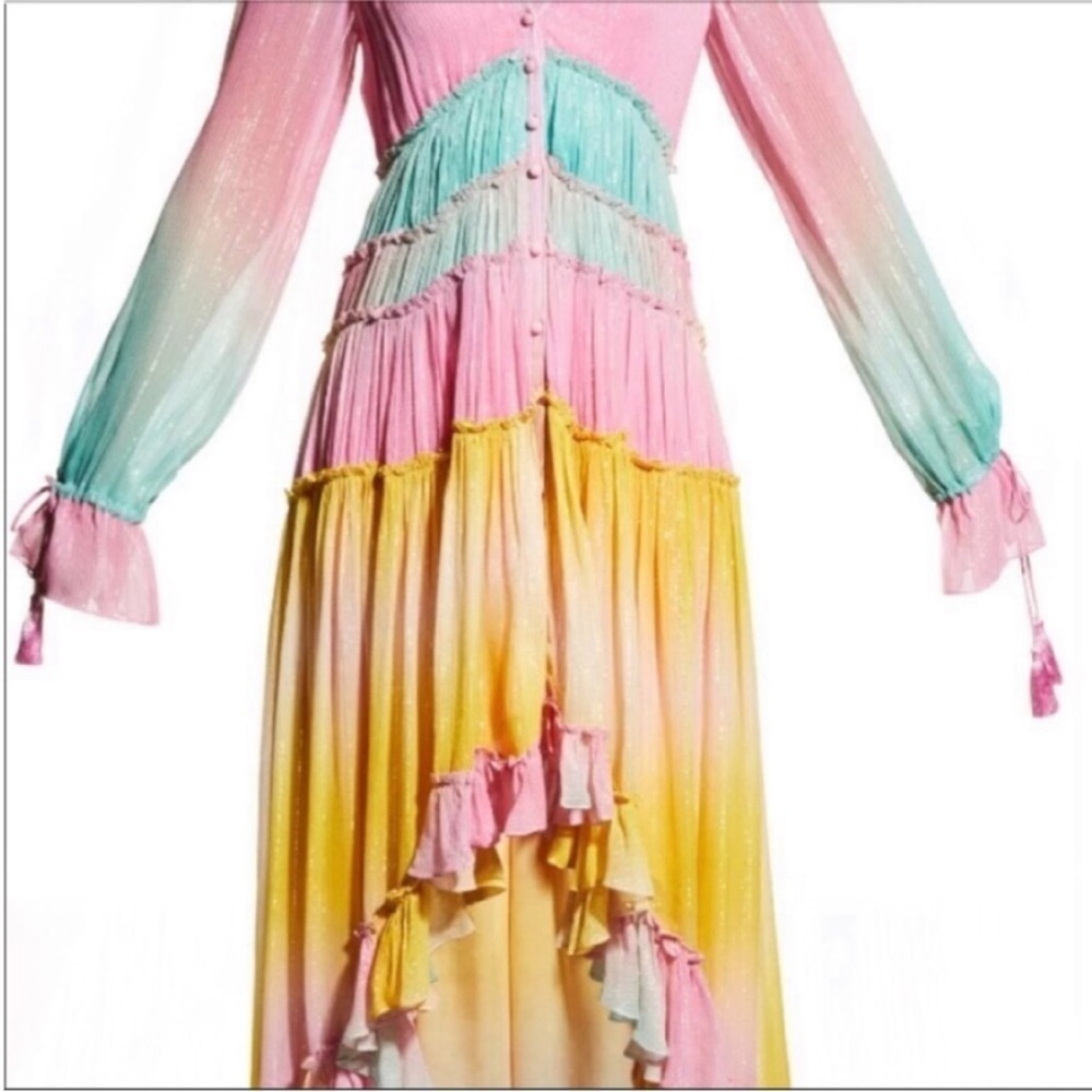 ROCOCO SAND Maxi Dress Summer Sequin Pastel High-Low - Picture 4 of 13